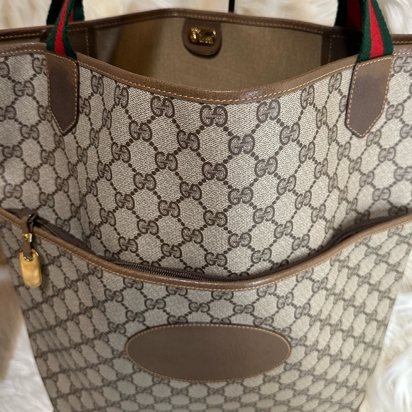 Gucci GG Sherry Line Monogram Canvas Tall Tote with Zippered Side Pocket - Picture 7 of 16